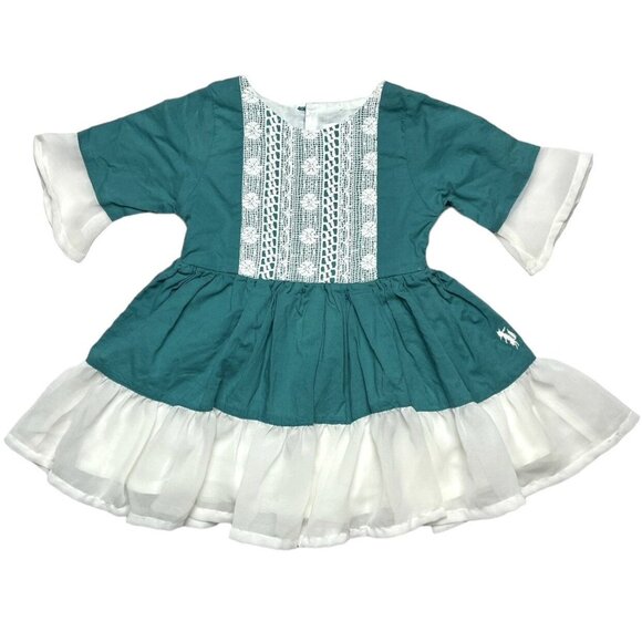 Well Dressed Wolf Jade Teal Dress Green White 12 Mons